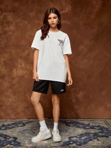 SWAVVY Blommig Brev Enkel Herr T-Shirt & Linne - Vitt - Visa 5