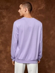 SWAVVY 1pc Letter Graphic Seam Detail Pullover - Lilac Purple - View 2
