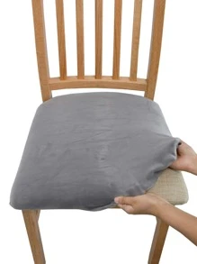 1 pieza Funda de asiento de silla elástica unicolor - Gris - Ver 1