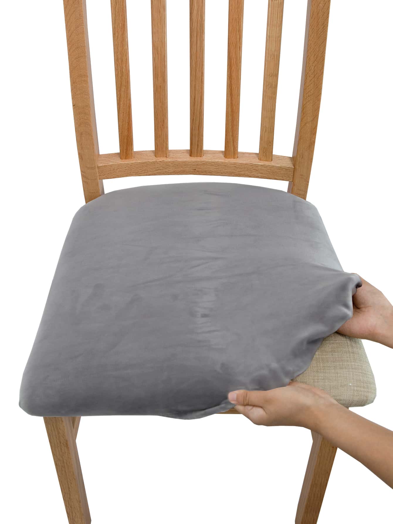 1 pieza Funda de asiento de silla elástica unicolor - Gris - Ver 1