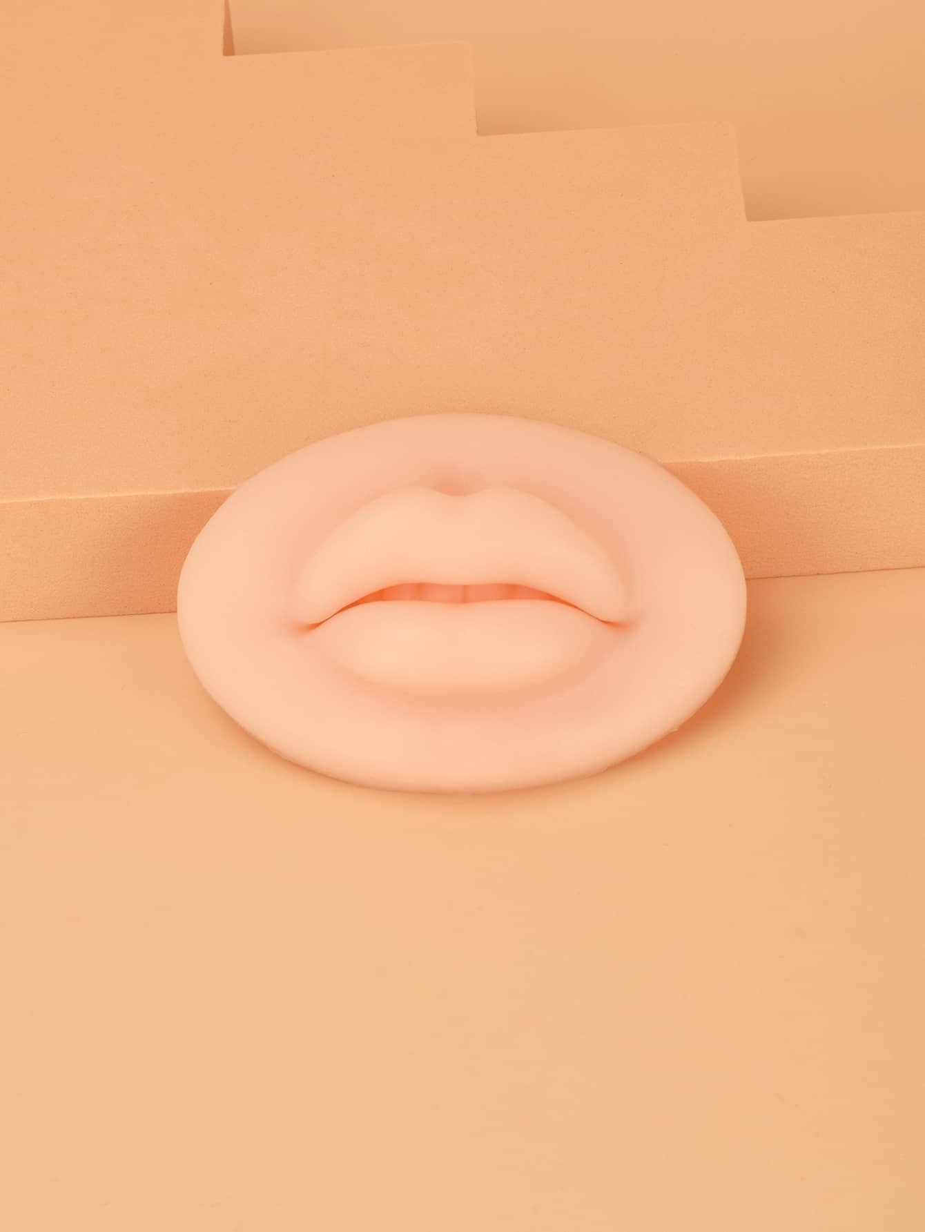 1pc Peach Colored 3d Pouty Lips Double-sided Lip Mask, Soft And Stretchy Silicone Practice Skin For Eyebrow Microblading And Tattooing - Apricot - View 1