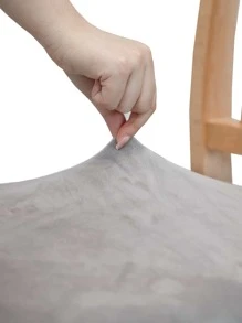 1 pieza Funda de asiento de silla elástica unicolor - Gris - Ver 4