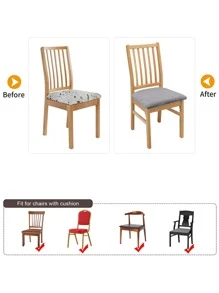 1 pieza Funda de asiento de silla elástica unicolor - Gris - Ver 3