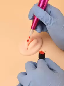 1pc Peach Colored 3d Pouty Lips Double-sided Lip Mask, Soft And Stretchy Silicone Practice Skin For Eyebrow Microblading And Tattooing - Apricot - View 3