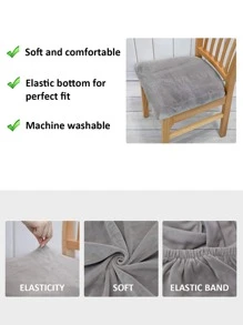 1 pieza Funda de asiento de silla elástica unicolor - Gris - Ver 6