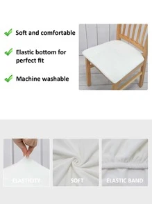 Funda de asiento de silla elástica unicolor - Blanco - Ver 5