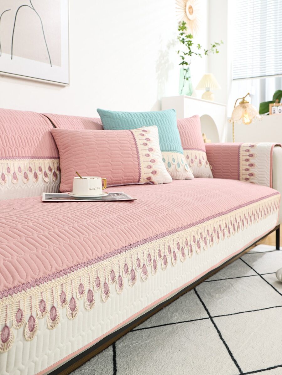 1 cái lông vũ thêu chần bông bọc ghế, bọc ghế sofa, thêu lông vũ chần bông chi tiết khăn sofa, tựa lưng và tay vịn không bao gồm