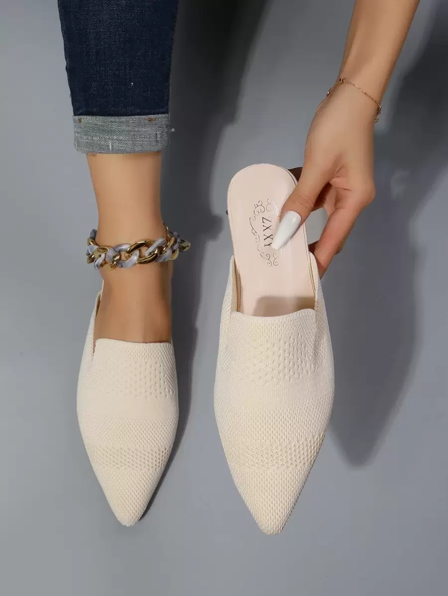 peep toe mules flat