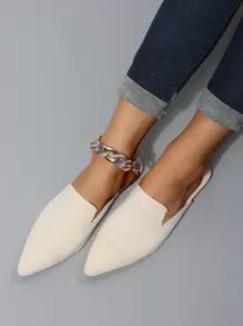 Dép xỏ ngón thời trang ngoài trời mới trơn chống trượt thoáng khí đan đế bằng mũi nhọn màu be cho nữ - Màu be - Xem 3