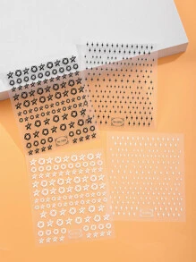 Beauty Sticker 4 tờ Star Pattern Nail Art Sticker - Đen và trắng - Xem 2
