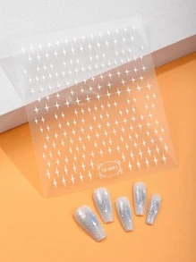 Beauty Sticker 4 tờ Star Pattern Nail Art Sticker - Đen và trắng - Xem 3