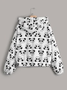 SHEIN EZwear Plus Size Panda Pattern Drop Shoulder Teddy Sweatshirt - White - View 2