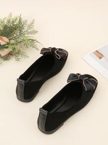Bailarinas con diseño de lazo de punta cuadrada - Negro - Ver 4