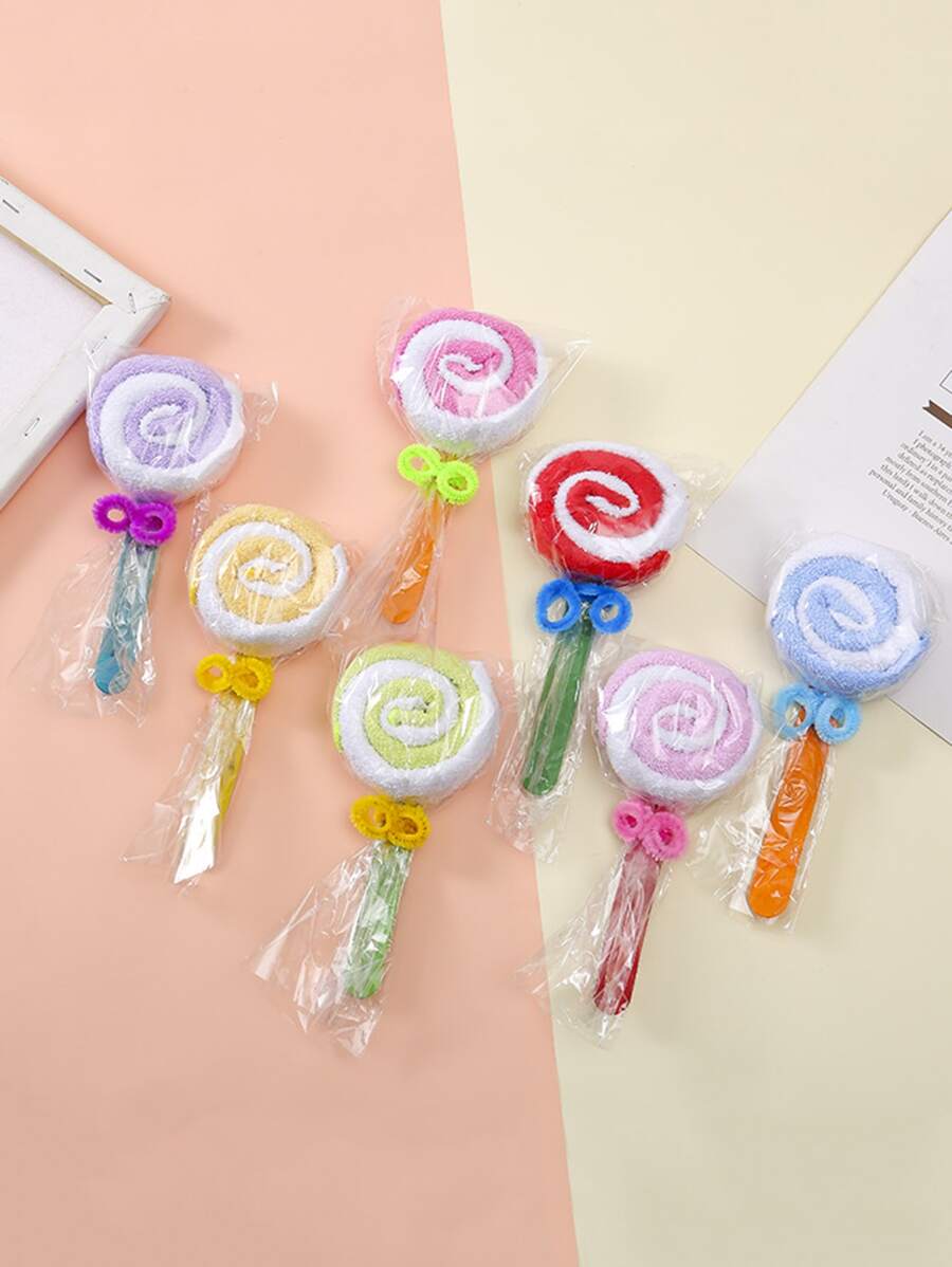 1pc Lollipop Design Random Color Fingertip Towel, Cute Creative Face Towel For Party Gift - Multicolor - View 1