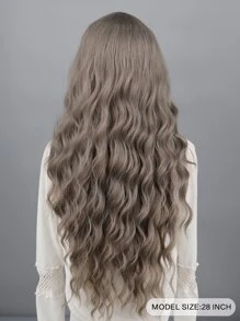 Peluca Gris Sintética Con Ondas Largas Sin Flequillo Para Mujeres, Fibra Resistente A Alta Temperatura De 26 Pulgadas, Uso Diario Para Cosplay, Fiesta De Año Nuevo, Navidad - Gris - Ver 5