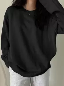 DAZY Suéter de punto acanalado con hombros caídos, blusas de manga larga, ropa de otoño