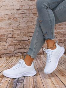 Zapatos de atletismo con diseño de parche de letra con cordón delantero - Blanco - Ver 2