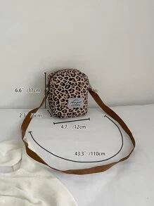Mini Leopard Print Letter Patch Crossbody Bag - Multicolor - View 6
