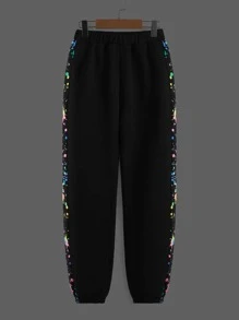 SHEIN Boys Reflective Splatter Paint Hoodie & Joggers - Black - View 4