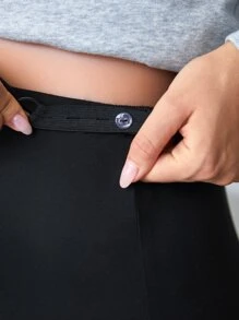 SHEIN Maternity Skeleton Print Adjustable Elastic Waist Leggings - Black - View 6