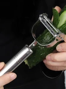 1入組二合一水果削皮器不銹鋼刨絲器 - 銀色 - 查看 5