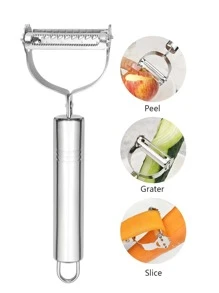 1入組二合一水果削皮器不銹鋼刨絲器 - 銀色 - 查看 3