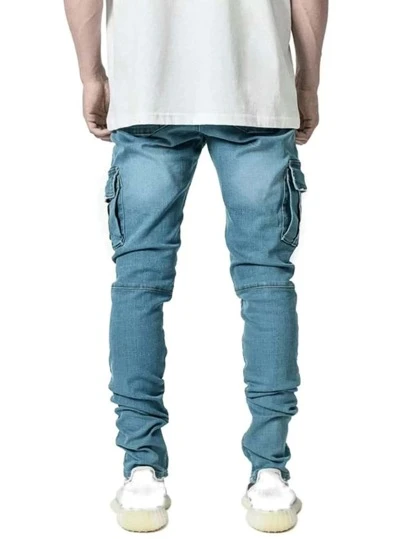 ROMWE MEN Casual 男士棉质口袋贴片叠层牛仔裤，学校风