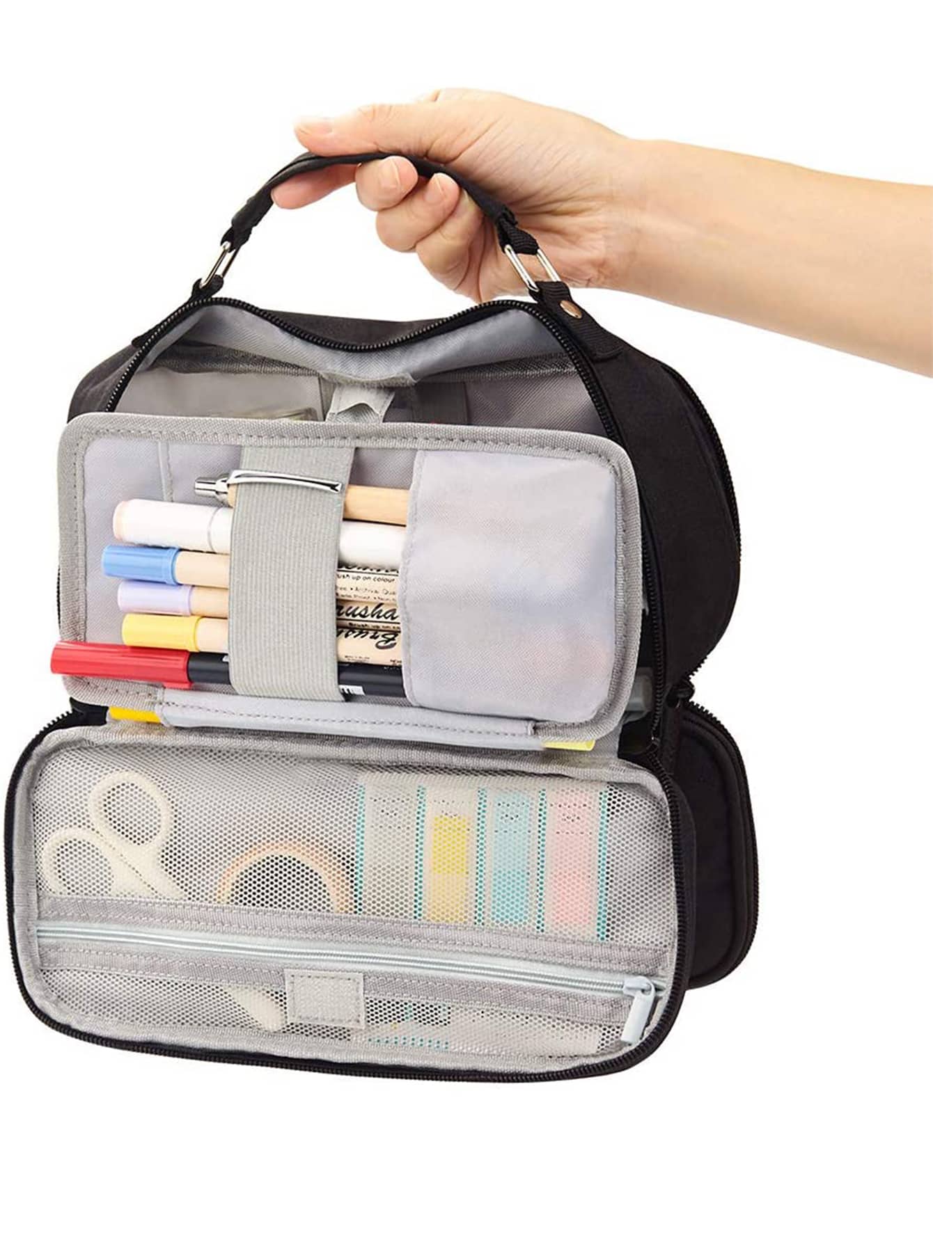 1pc Large Pencil Bag - Black - View 1