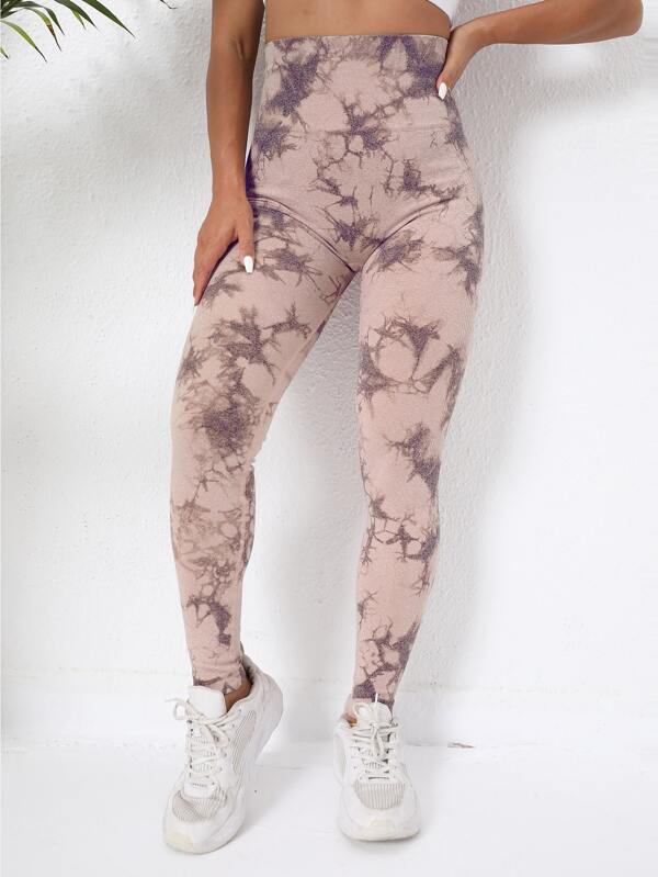 Yoga Trendy Tie Dye Seamless Scrunch Butt Tummy Control Gym Leggings