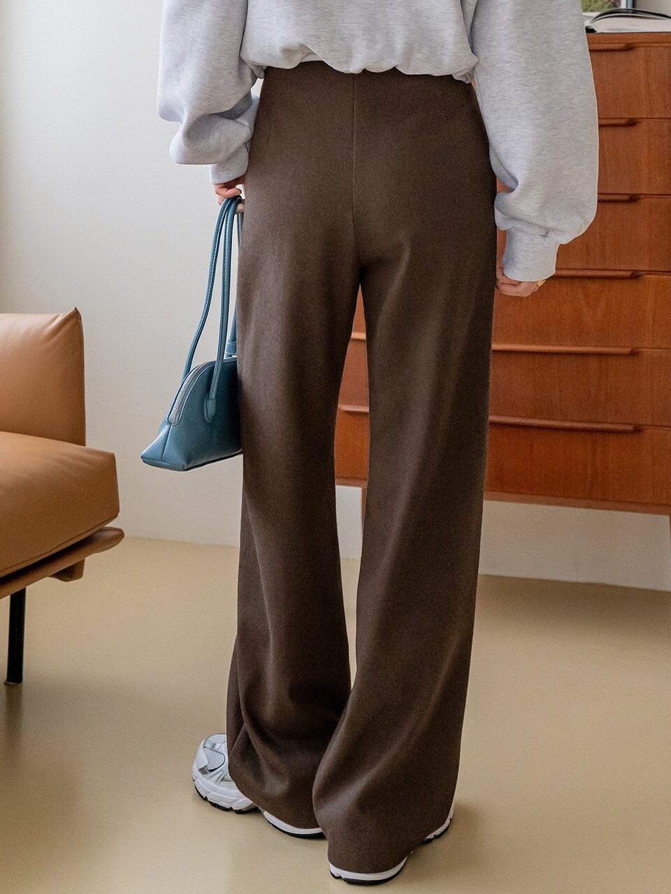 High Waist Slant Pocket Fold Pleated Pants