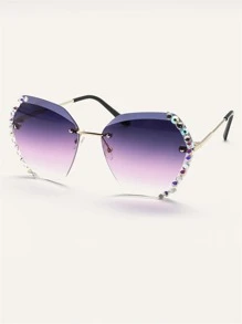 Rhinestone Decor Fashion Glasses Elegant For Summer Beach Vacation,Outdoor,Travel - Purple - View 3