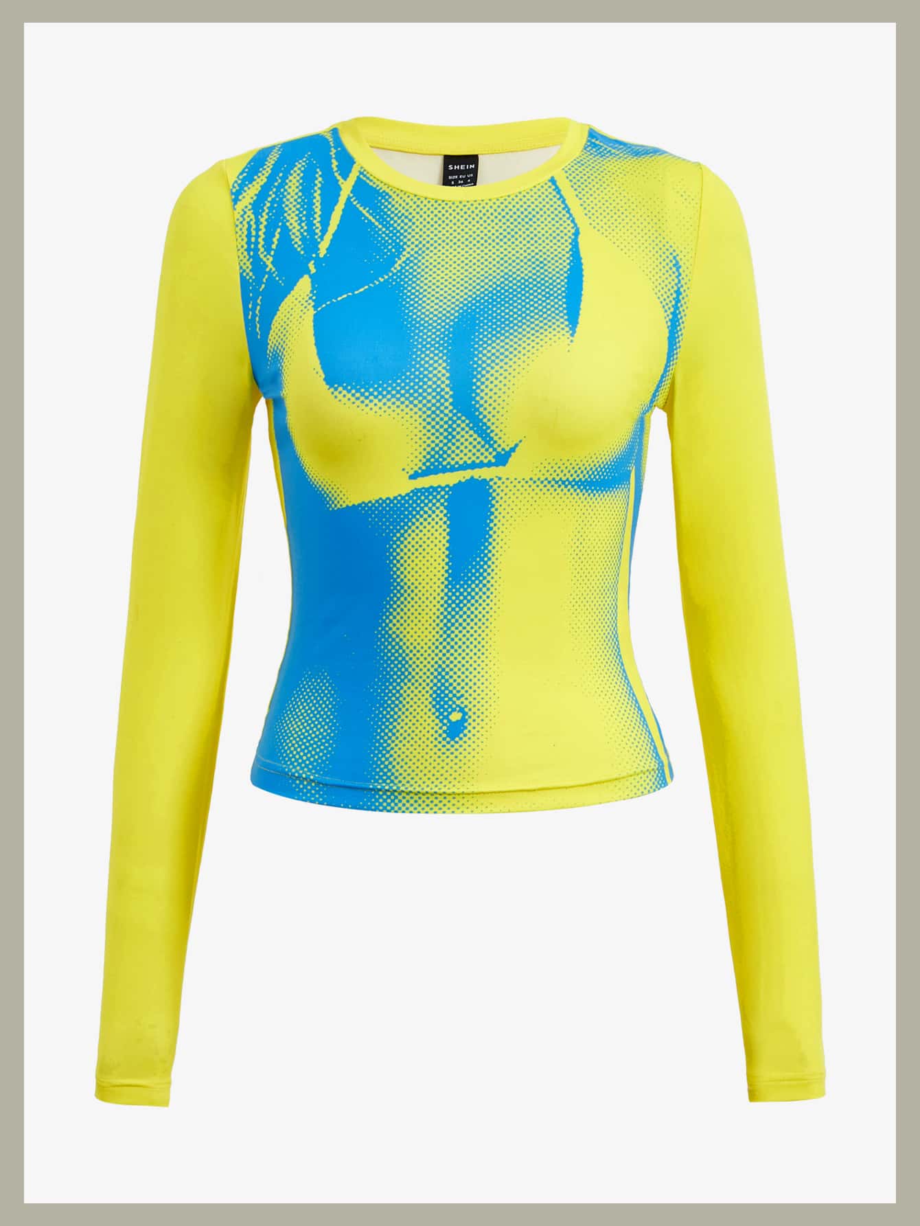 SHEIN ICON 3D Body Print Crop Tee - Yellow - View 1