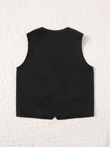 SHEIN ICON Áo khoác nữ Đắp vá Túi Dây kéo Lá thư Giải trí - màu đen - Xem 2