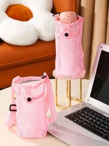 1入組素色粉色瓶極簡素色滌綸瓶子罩附帶繩子適用於戶外 - 粉色 - 查看 5