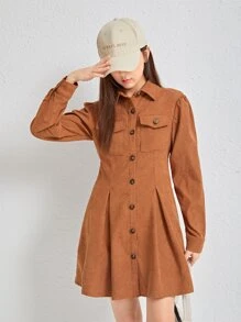 SHEIN Teen Girls Dresses - Brown - View 2