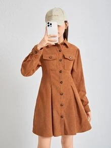 SHEIN Teen Girls Dresses - Brown - View 1