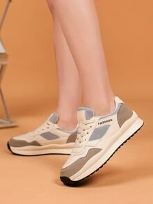 Letter Patch Decor Lace-up Front Running Shoes - Multicolor - View 3