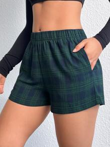 SHEIN EZwear Plaid Wide Leg Shorts