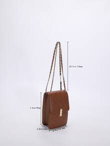 Mini Quilted Chain Flap Square Bag - Brown - View 7