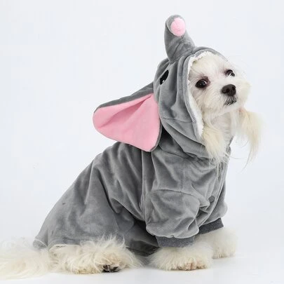 PETSIN 1pc Cartoon Design Hooded Pet Coat - Warm And Cozy For Autumn, Winter, And Early Spring; Perfect For Daily Walks, Outdoor Adventures, Indoor Lounging, Travel, Holiday Gatherings, Festive Parties, And Cute Photo Shoots; Provides Extra Warmth, Comfort, And Fun Style For Your Pet