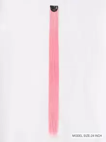 Clip In Long Straight Synthetic Hair Extension - Coral Pink - View 2