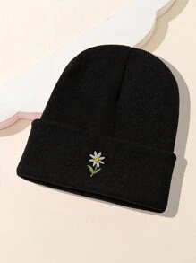 Hombres Gorro con bordado floral - Negro - Ver 4