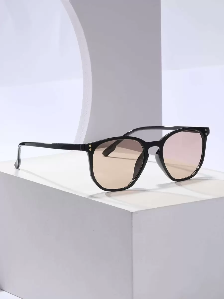 1pc Vintage Asymmetrical Fashion Trendly Fashion Glasses For Summer Beach Vacation,Outdoor,Travel - Coffee - View 1