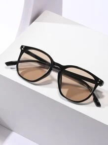 1pc Vintage Asymmetrical Fashion Trendly Fashion Glasses For Summer Beach Vacation,Outdoor,Travel - Coffee - View 2