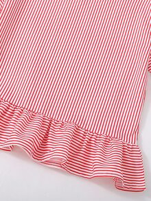 SHEIN Niñas Blusa de rayas con Jeans desgarro - Multicolor - Ver 6