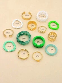 14入組心和星形裝飾戒指 - 彩色 - 查看 4