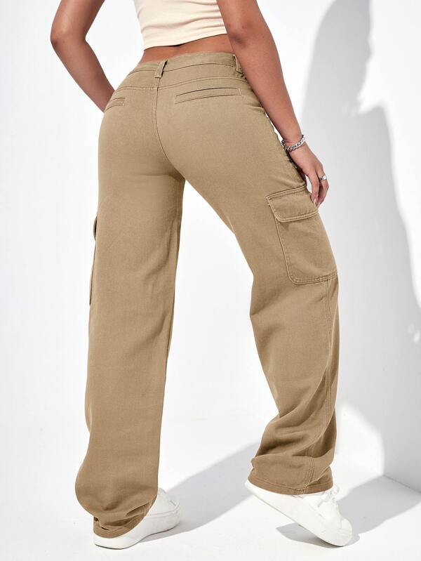 SHEIN EZwear Flap Pocket Cargo Jeans SHEIN USA