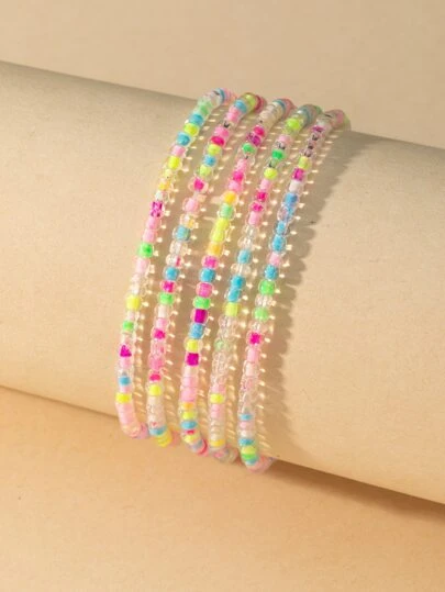 5入組撞色串珠手鏈