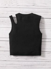 SHEIN Young Girl Rib-Knit Cut Out Tank Top