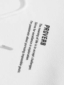 GENTILAND Men Slogan Graphic Hoodie & Drawstring Waist Trousers - Blue and White - View 3